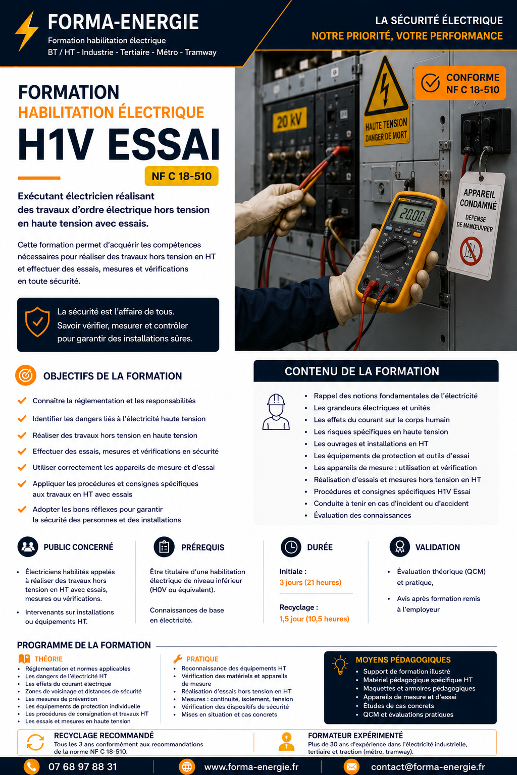 Fiche formation habilitation électrique H1V Essai Forma-Energie